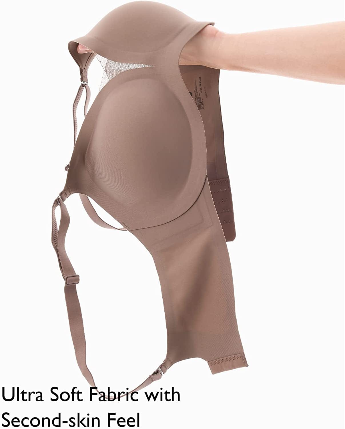 Seamless Bra Supportive Wireless Bra for Women plus Size Comfort Bra Deep-V Meshed Neck Invisible Bralette YN48