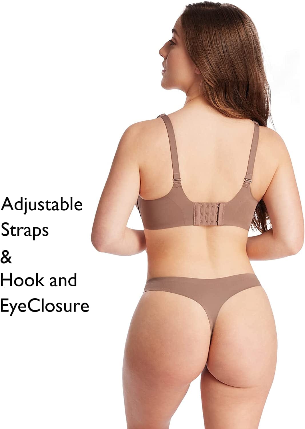 Seamless Bra Supportive Wireless Bra for Women plus Size Comfort Bra Deep-V Meshed Neck Invisible Bralette YN48