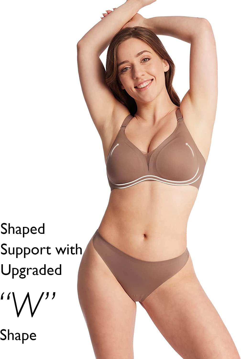 Seamless Bra Supportive Wireless Bra for Women plus Size Comfort Bra Deep-V Meshed Neck Invisible Bralette YN48