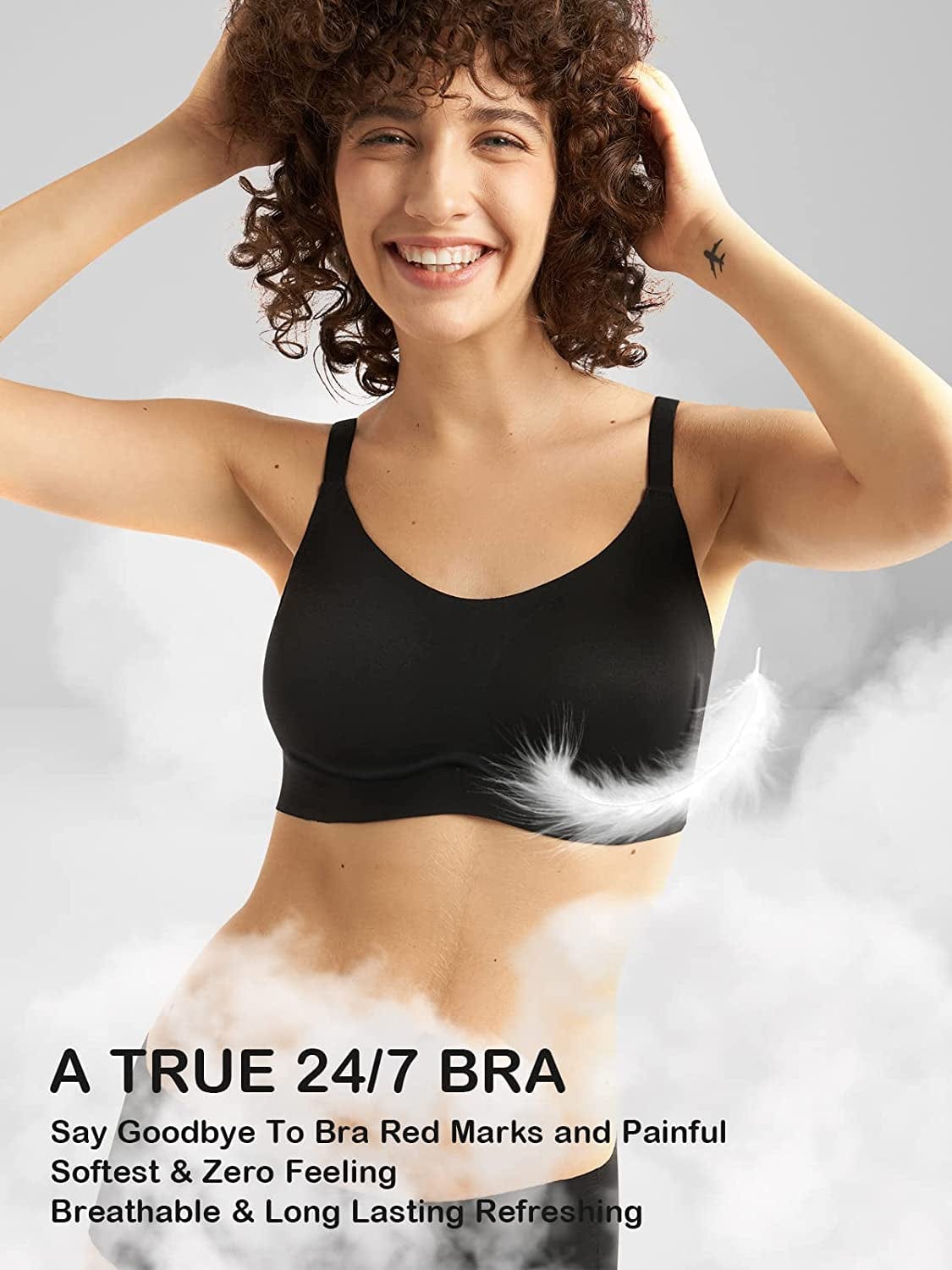 Seamless Bra,Wireless Comfort Support Everyday Bra,Smoothing Invisible Bralette for Women,Fixed Pad,Softest Bra