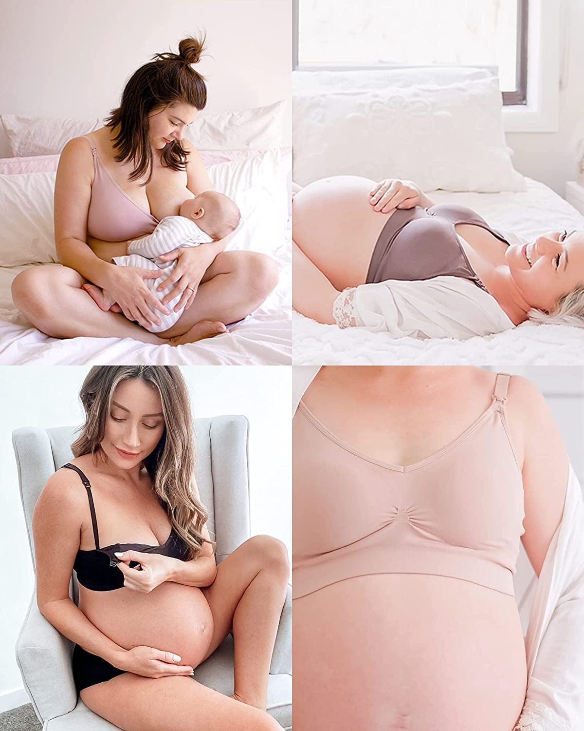 Seamless Nursing Maternity Bra | No Moving Pads, Wirefree Supportive Clip down Bras for Pregnancy/Breastfeeding Women
