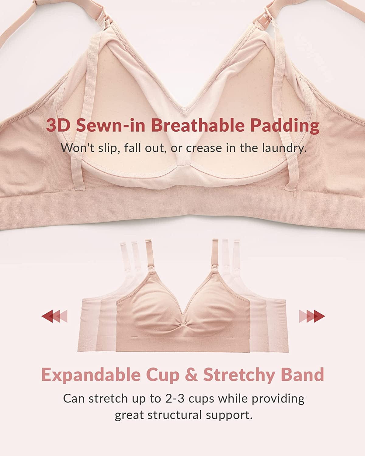 Seamless Nursing Maternity Bra | No Moving Pads, Wirefree Supportive Clip down Bras for Pregnancy/Breastfeeding Women