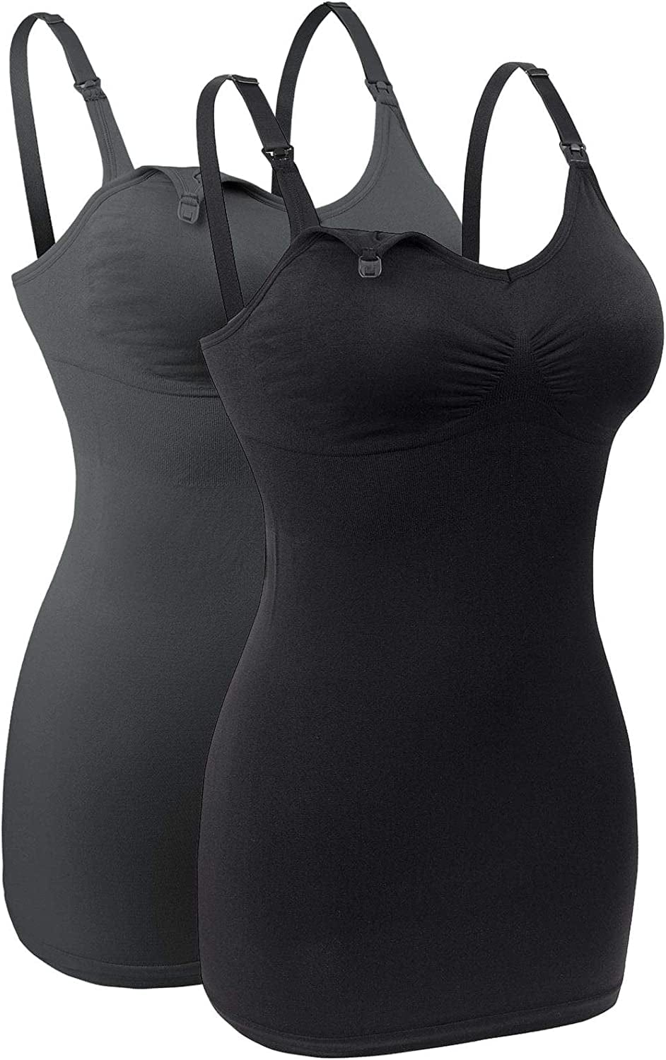 Seamless Nursing Tank Tops for Breastfeeding Padded Sleep Maternity Cami Bras Black Grey / Medium