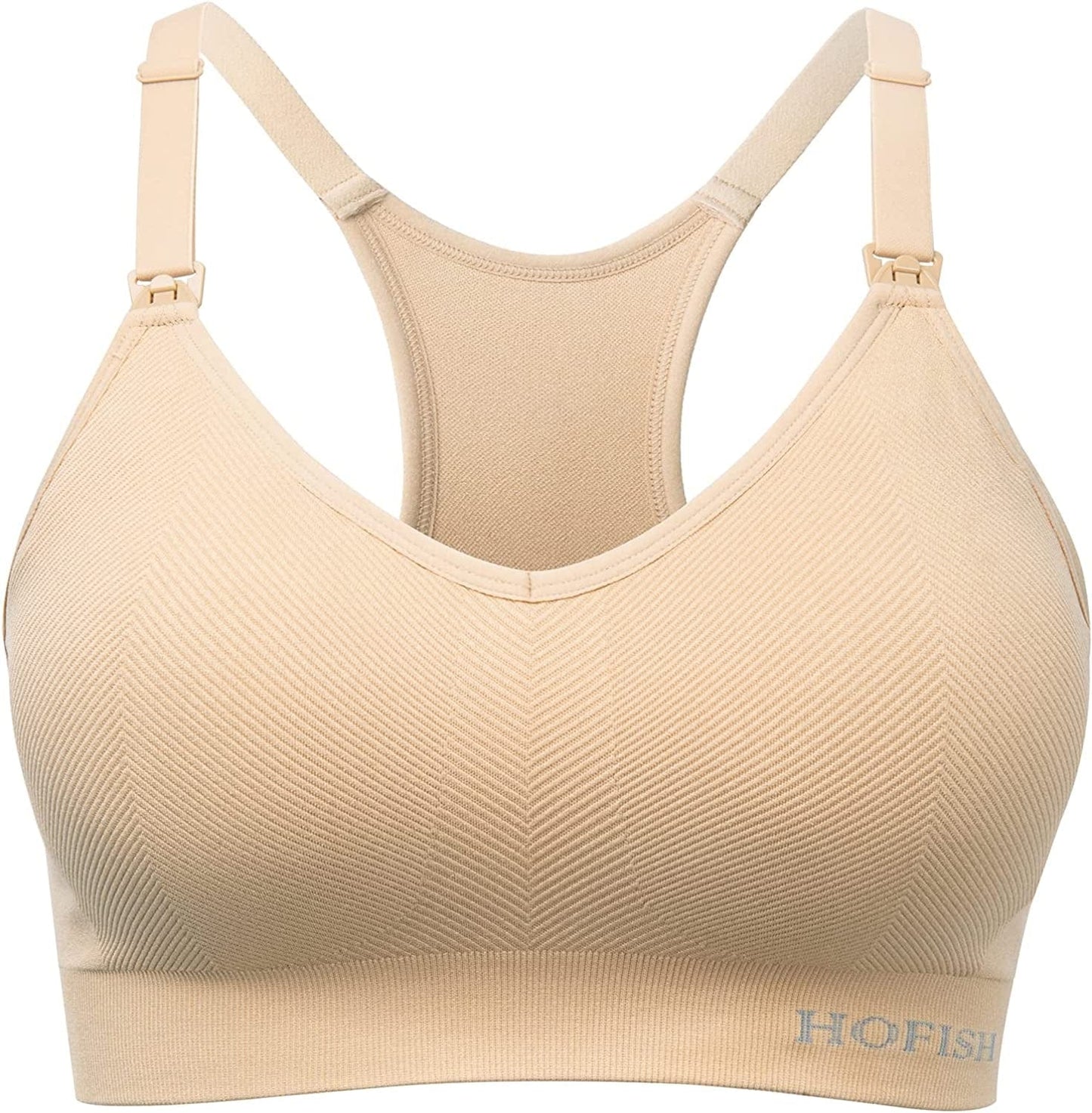 Seamless Support Nursing Bra Medium Impact Maternity Nursing Sports Bras Breastfeeding Bra for Pregnancy Postpartum Nude1 / Medium