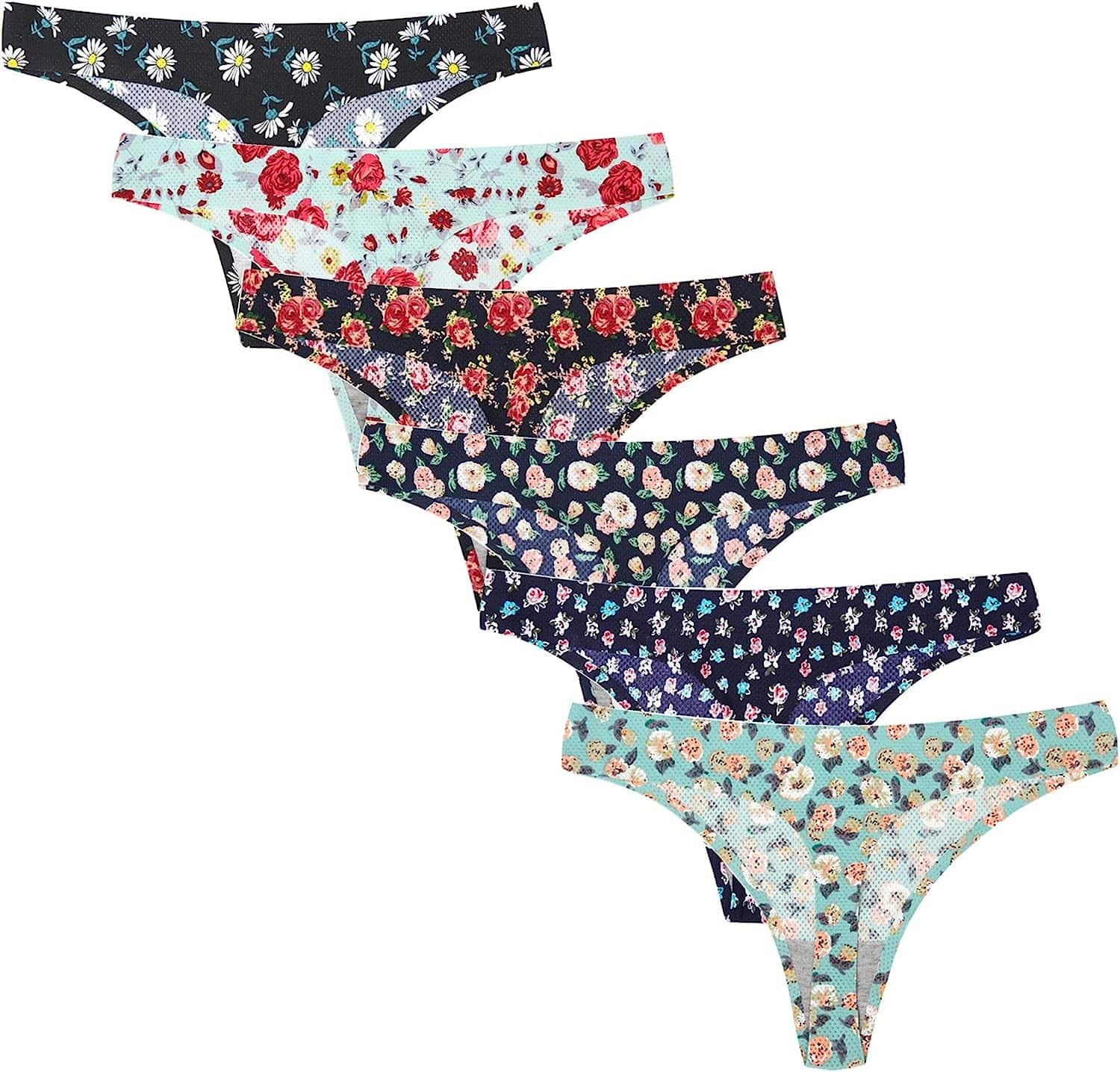 Seamless Thongs for Women, Ladies No Show Thong Underwear for Women Comfy Breathable Microfiber Thong Panties XS-L