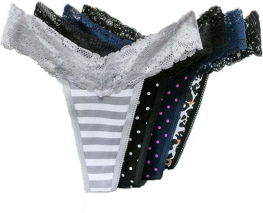 Seamless Thongs for Women No Show Thong Underwear Print T-Back Low Rise Invisible Breathable 5 Pack B- 4 Pack / X-Large