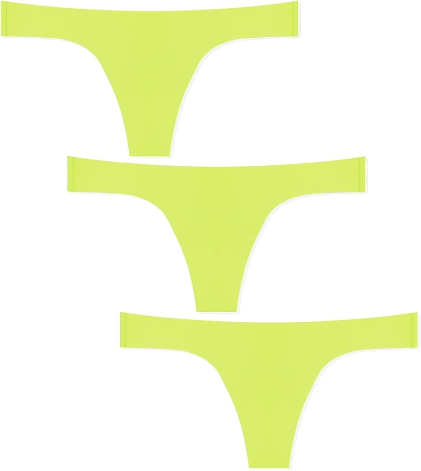 Seamless Thongs for Women No Show Thong Underwear Women Low Rise Sexy Panties 3-6 Pack D 3 Pack (Fluorescent Green*3) / X-Large
