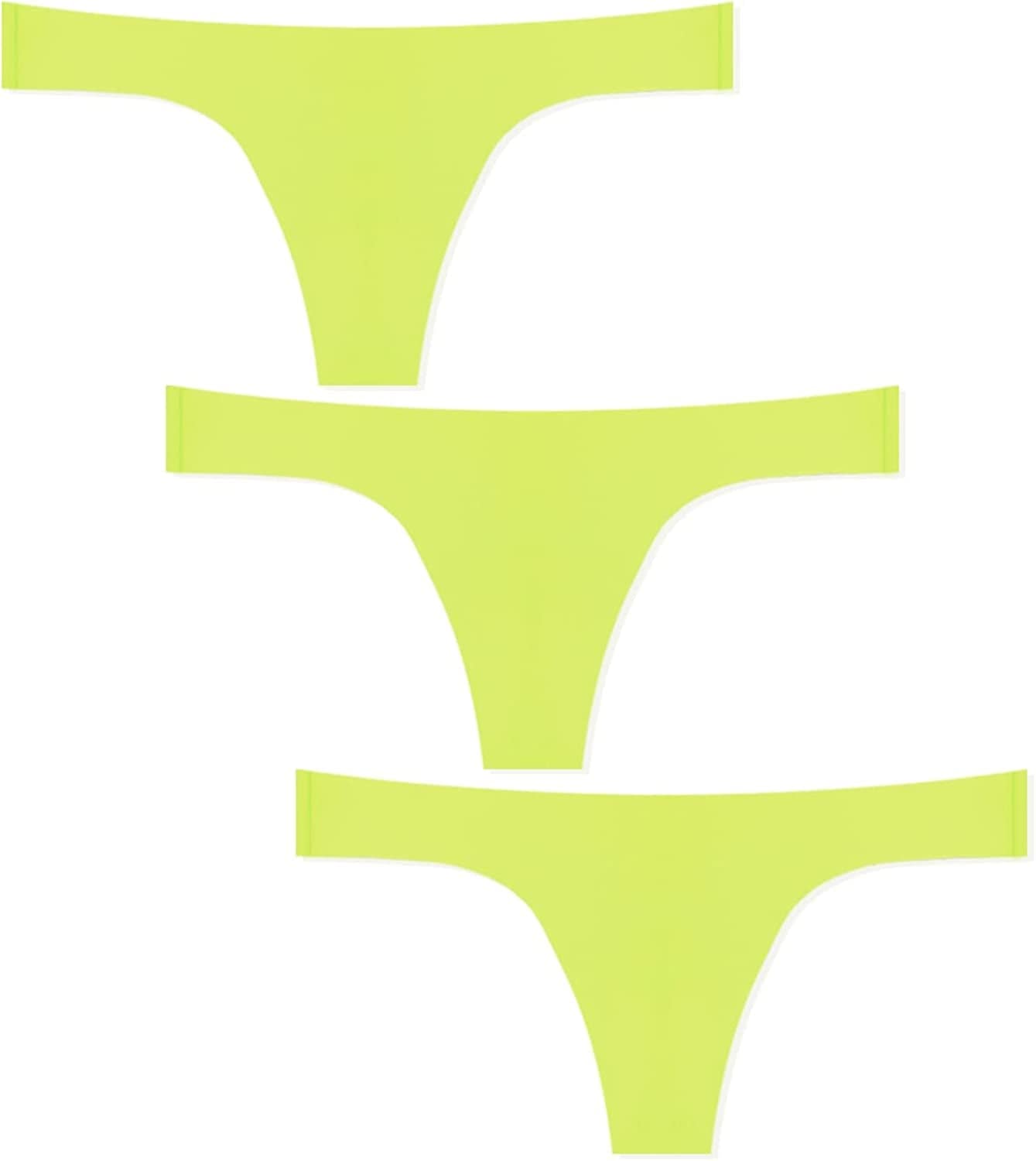 Seamless Thongs for Women No Show Thong Underwear Women Low Rise Sexy Panties 3-6 Pack D 3 Pack (Fluorescent Green*3) / Large