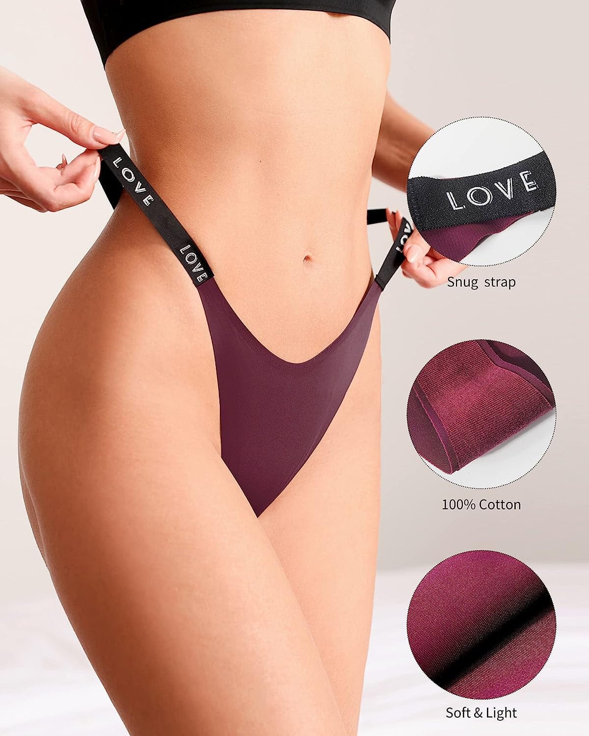 Seamless Thongs for Women Pack,High Waisted G String Thongs for Women,Cotton Thongs for Women Sexy 3-6 Pack Set