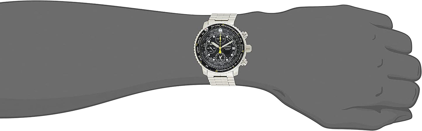 SEIKO Men'S Pilot Watch Alarm Chronograph Black