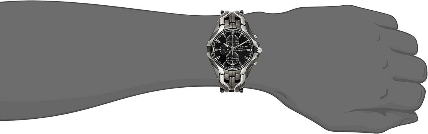 Seiko Men'S SSC139 Excelsior Gunmetal and Silver-Tone Stainless Steel Solar Watch