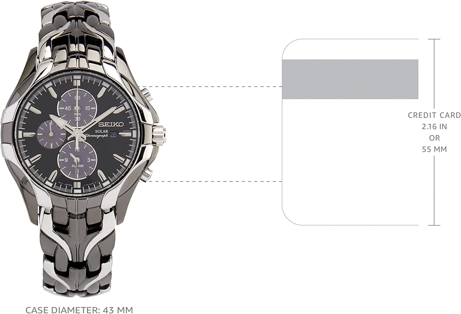 Seiko Men'S SSC139 Excelsior Gunmetal and Silver-Tone Stainless Steel Solar Watch