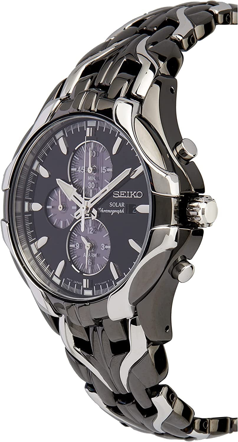 Seiko Men'S SSC139 Excelsior Gunmetal and Silver-Tone Stainless Steel Solar Watch