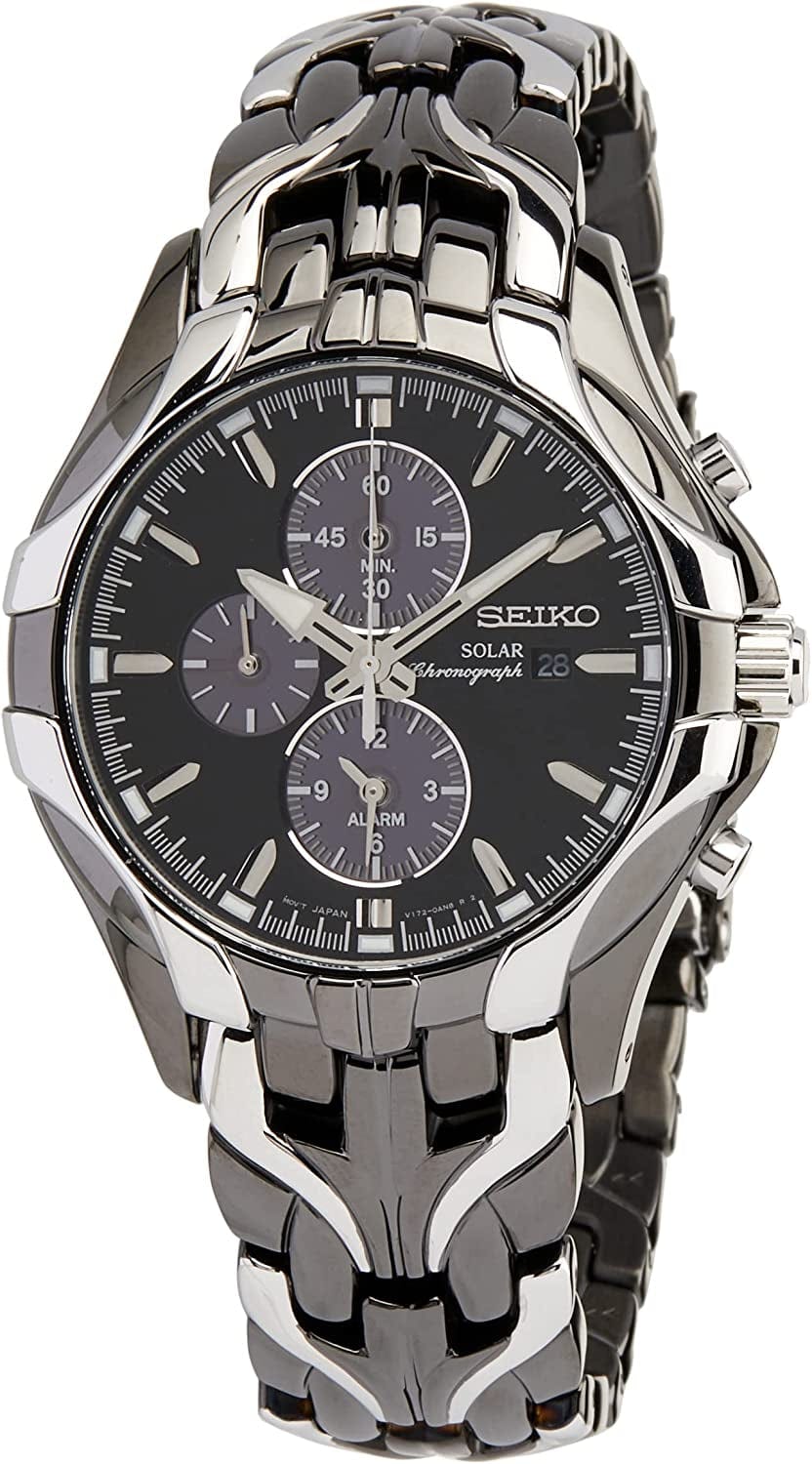 Seiko Men'S SSC139 Excelsior Gunmetal and Silver-Tone Stainless Steel Solar Watch