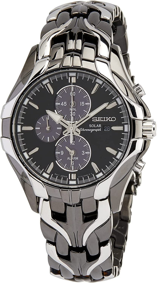 Seiko Men'S SSC139 Excelsior Gunmetal and Silver-Tone Stainless Steel Solar Watch