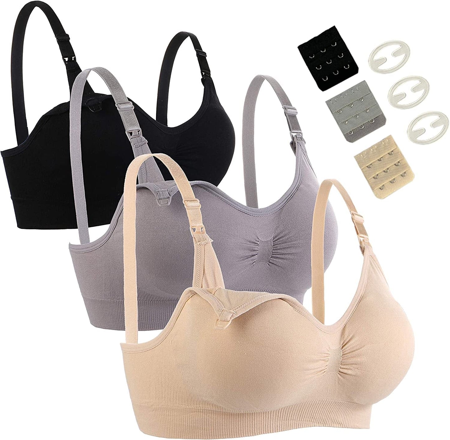 Seitop 3 Pack Nursing Bra for Woman, Seamless Breastfeeding Bras G1 / Medium