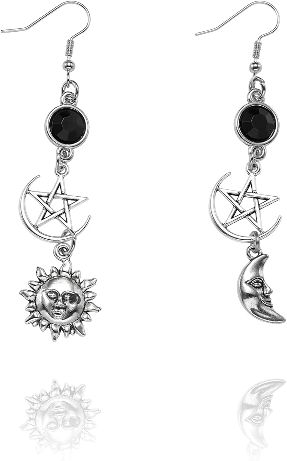 Selenichast Sword Earrings Gothic Dagger Earrings Pentagram Sun and Moon Earrings Punk Vintage Dangle Earrings for Women Men gothic 1