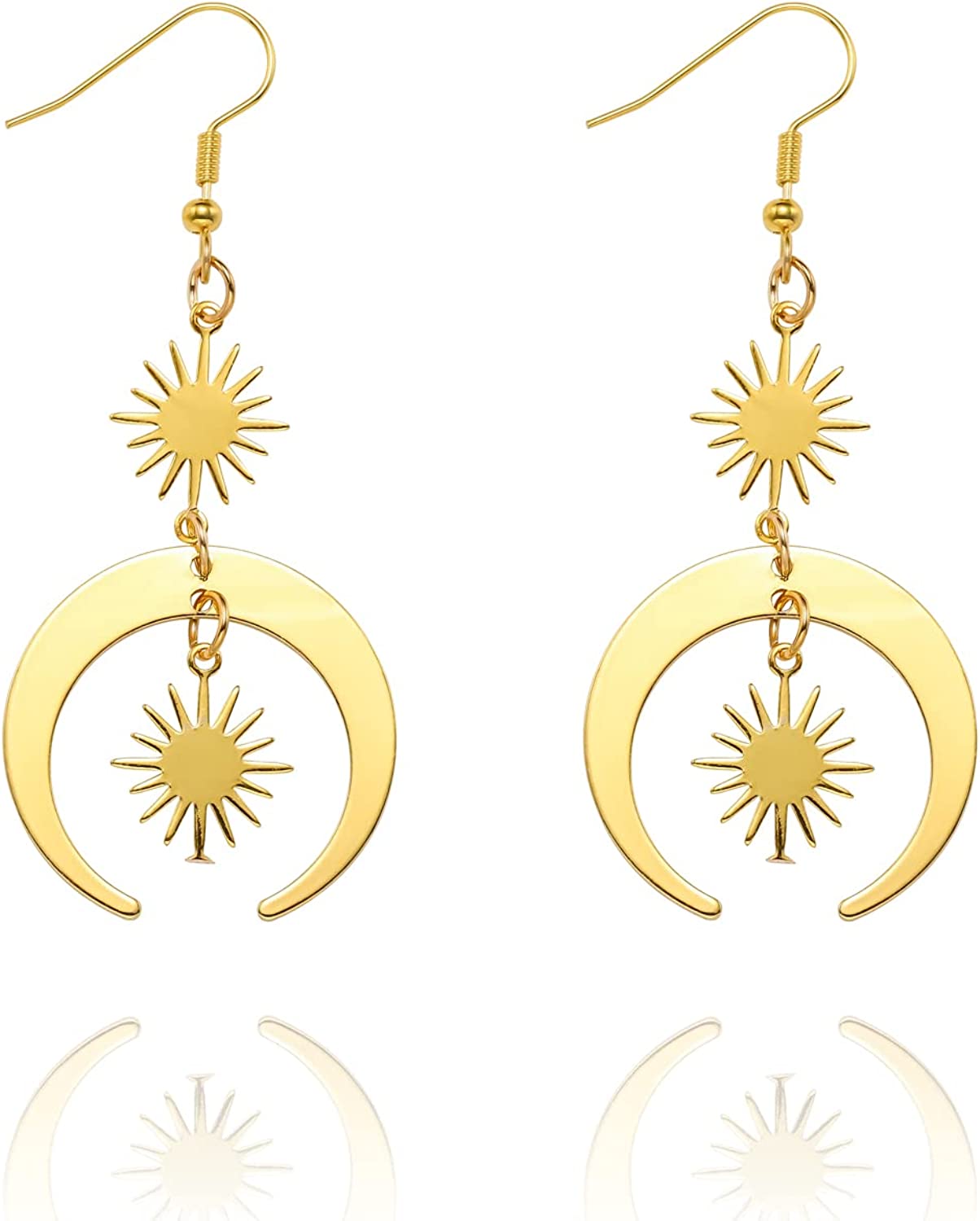 Selenichast Sword Earrings Gothic Dagger Earrings Pentagram Sun and Moon Earrings Punk Vintage Dangle Earrings for Women Men gothic 6