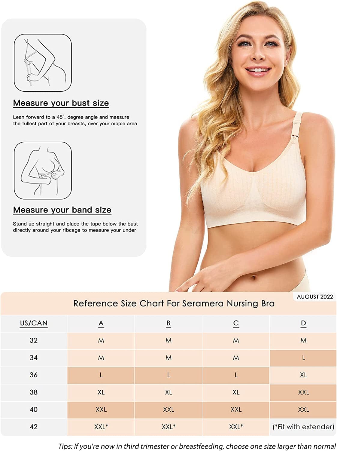 Seramera Maternity & Nursing Bra for Pregnancy and Breastfeeding, Low-Impact Sports & Sleep Bra with Support for Women