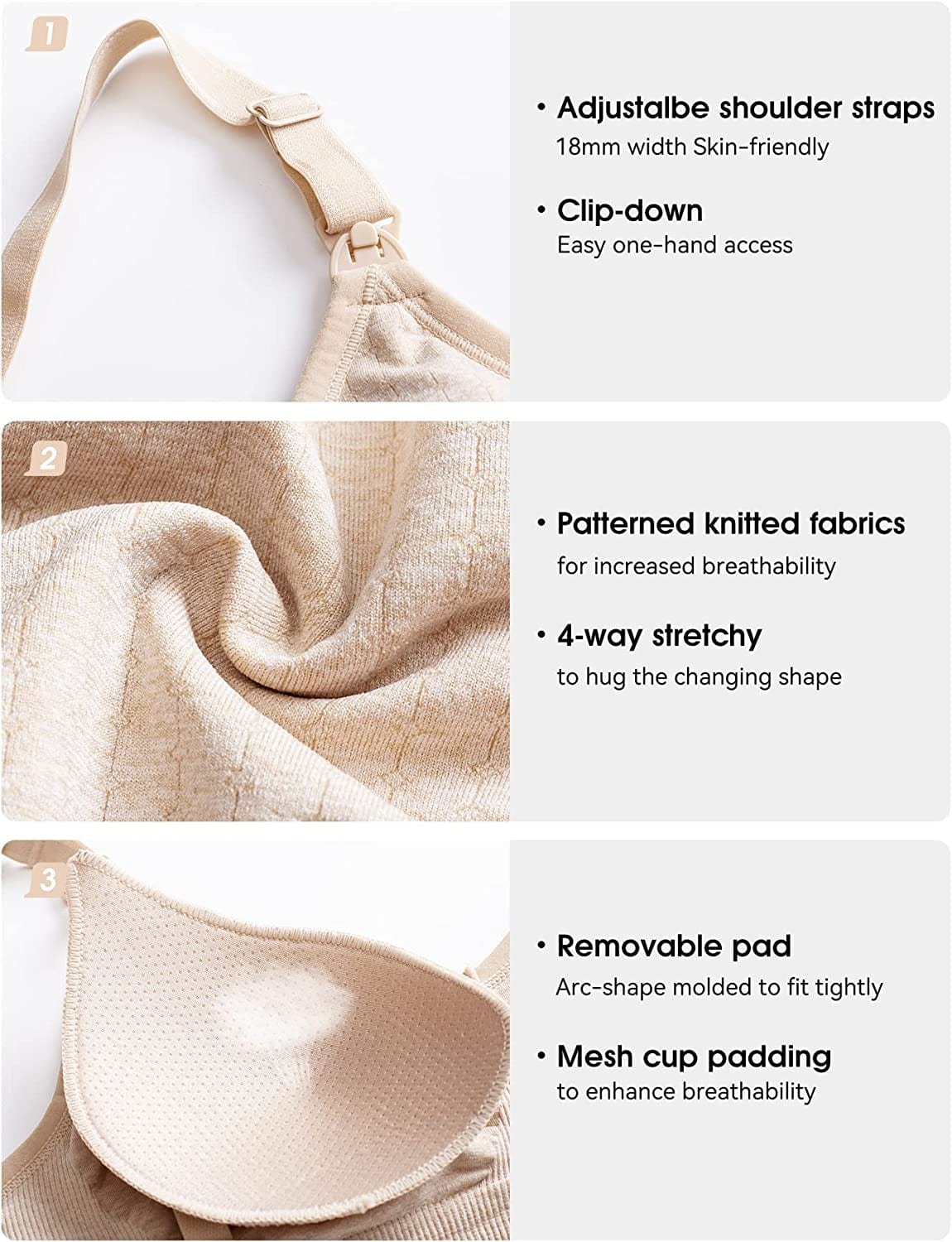 Seramera Maternity & Nursing Bra for Pregnancy and Breastfeeding, Low-Impact Sports & Sleep Bra with Support for Women
