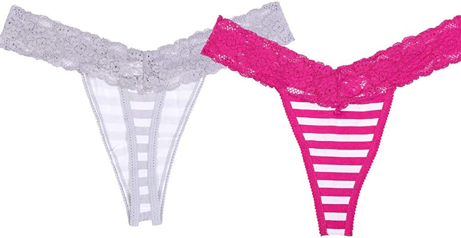 Sesil 10-Pack Leopard Print Color Cotton Lace Thong Low Waist Yoga Sports Home Seamless Panties for Women Multicoloured / XX-Large