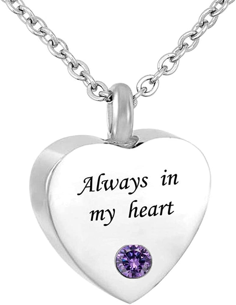 Sexymandala Always in My Heart Cremation Jewelry 12 Birthstones Urn Necklaces for Ashes Memorial Ashes Holder with Fill Kit Feb