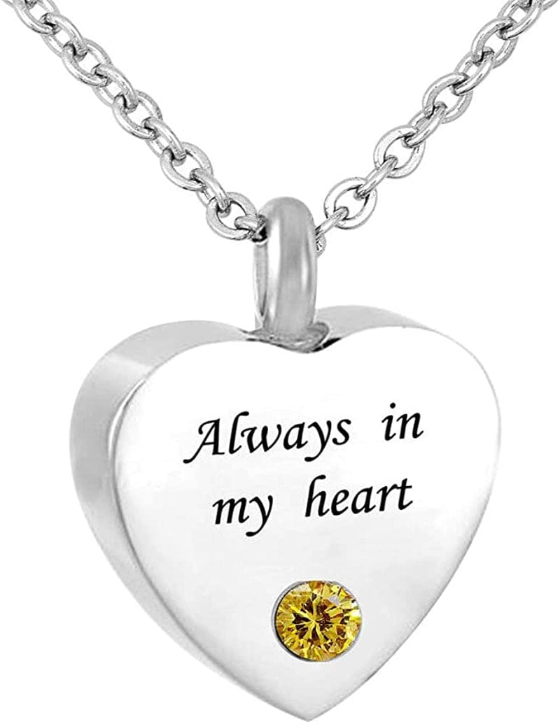Sexymandala Always in My Heart Cremation Jewelry 12 Birthstones Urn Necklaces for Ashes Memorial Ashes Holder with Fill Kit Nov