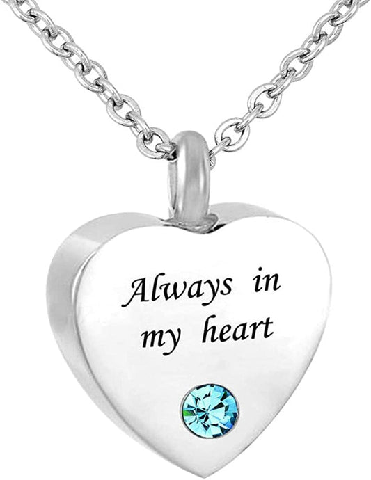 Sexymandala Always in My Heart Cremation Jewelry 12 Birthstones Urn Necklaces for Ashes Memorial Ashes Holder with Fill Kit Dec
