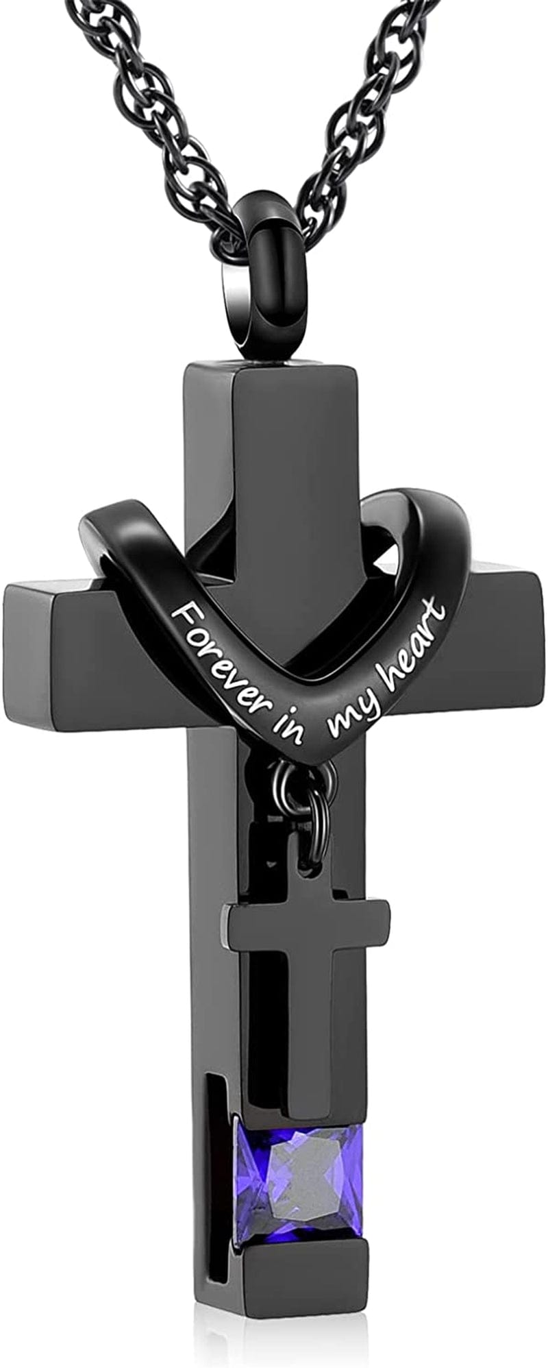 Shajwo Cross Urn Necklace for Ashes Birthstone Rose Flower Cremation Jewelry for Women Gilrs Keepsake Memorial Ashes Pendant A-purple