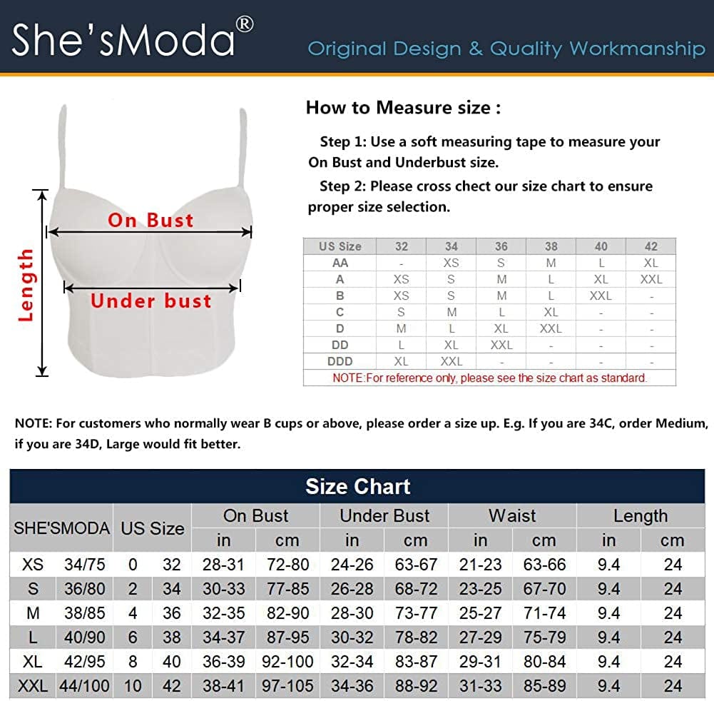 She'Smoda Women'S Rhinestone Beaded Push up Bustier Club Party Crop Top Vest