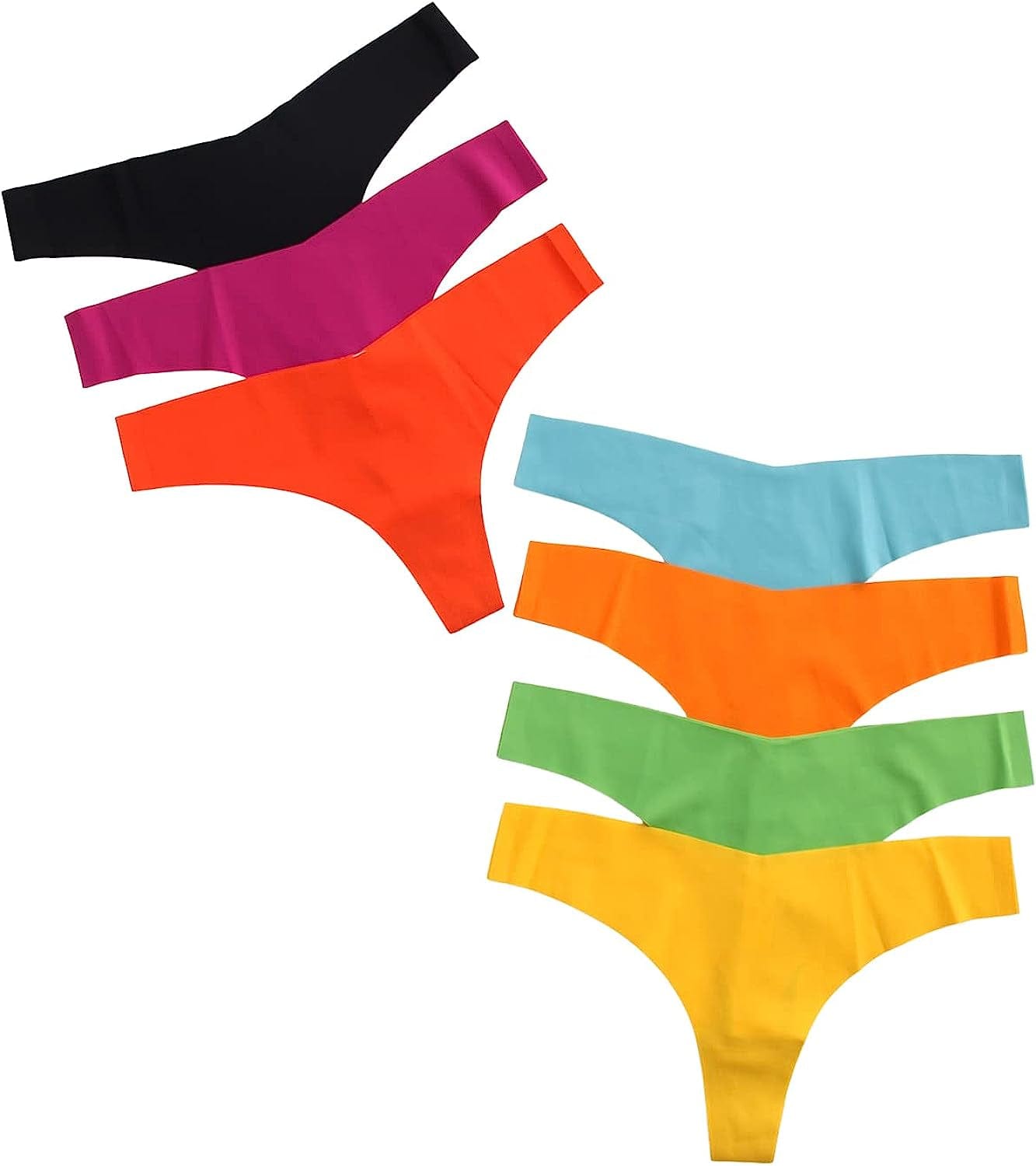 Shein Women'S 7 Pairs No Show Thong Underwear Seamless Low Rise Brief Panties Multicoloured a / Large