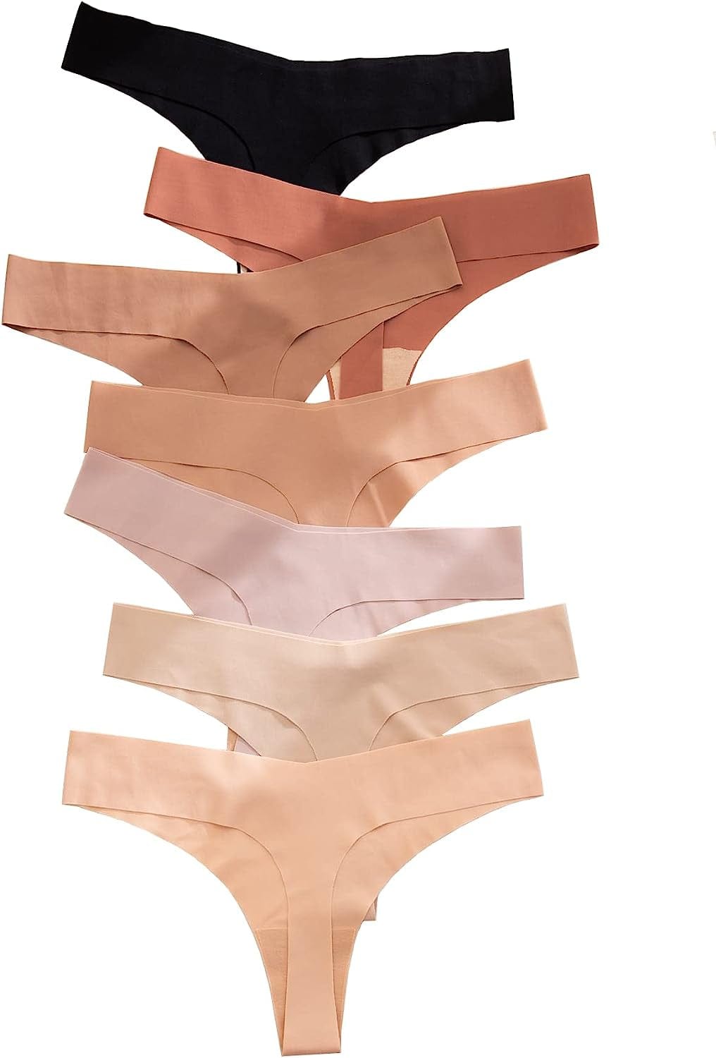 Shein Women'S 7 Pairs No Show Thong Underwear Seamless Low Rise Brief Panties