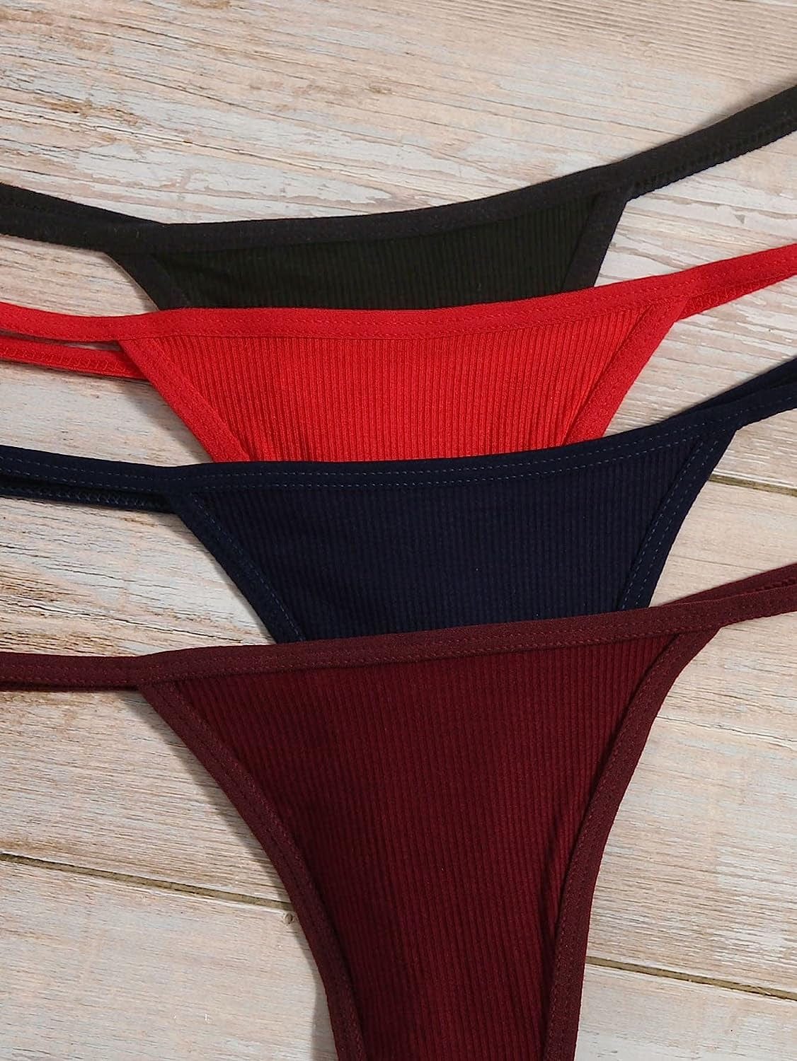 SHENHE Women'S 7 Piece Ribbed Underwear Panties T Back Low Rise G String Thongs