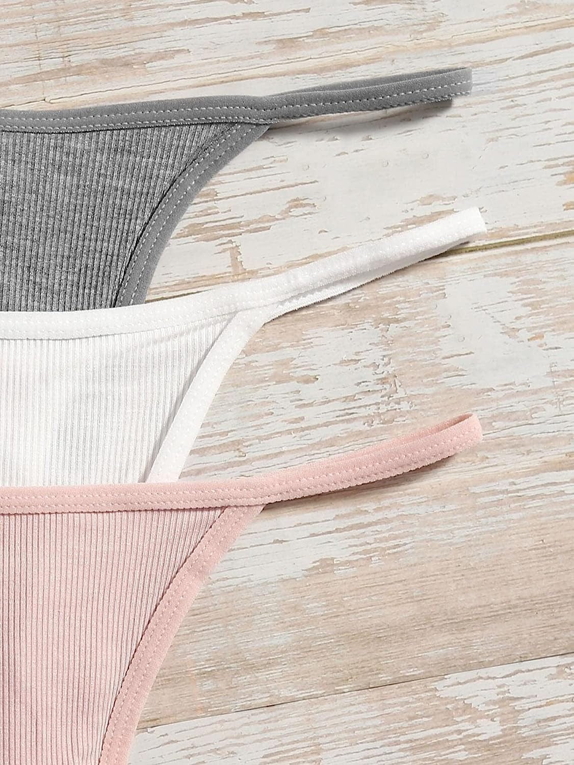 SHENHE Women'S 7 Piece Ribbed Underwear Panties T Back Low Rise G String Thongs