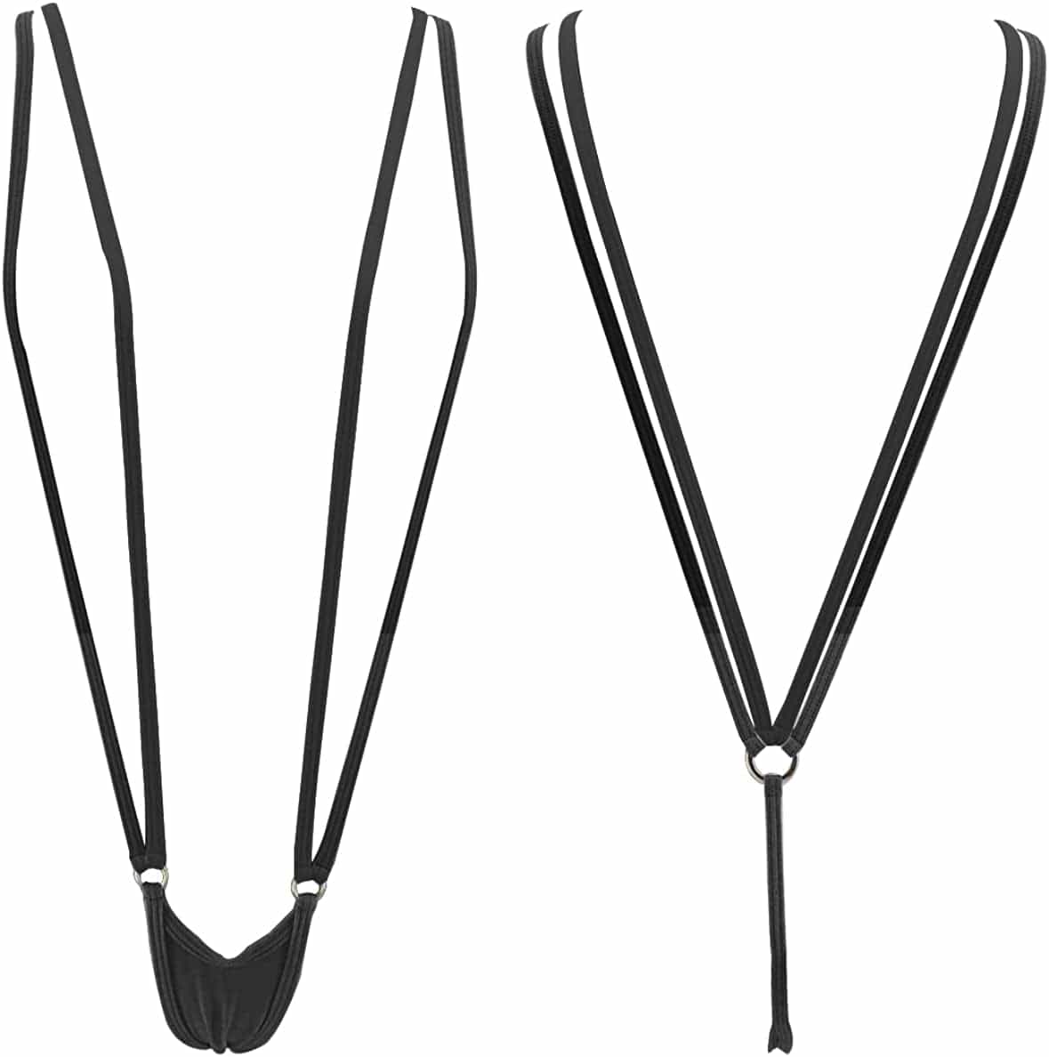 SHERRYLO Slingshot Bikini for Women Topless G String Bottom Extreme Suspender Sling Micro Bikinis Black / One Size