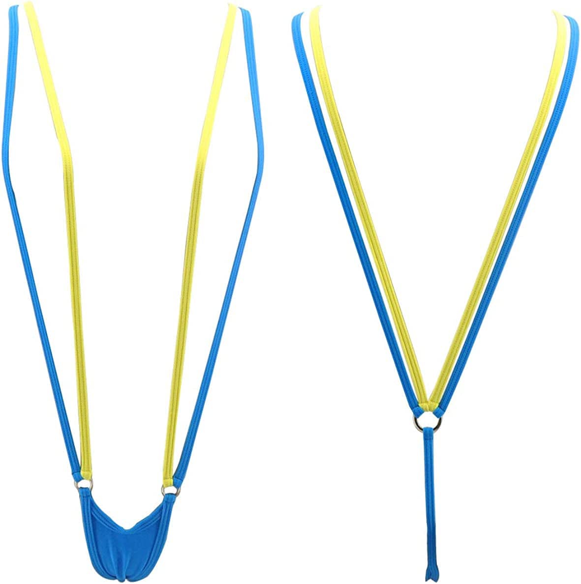 SHERRYLO Slingshot Bikini for Women Topless G String Bottom Extreme Suspender Sling Micro Bikinis Turquoise Yellow / One Size