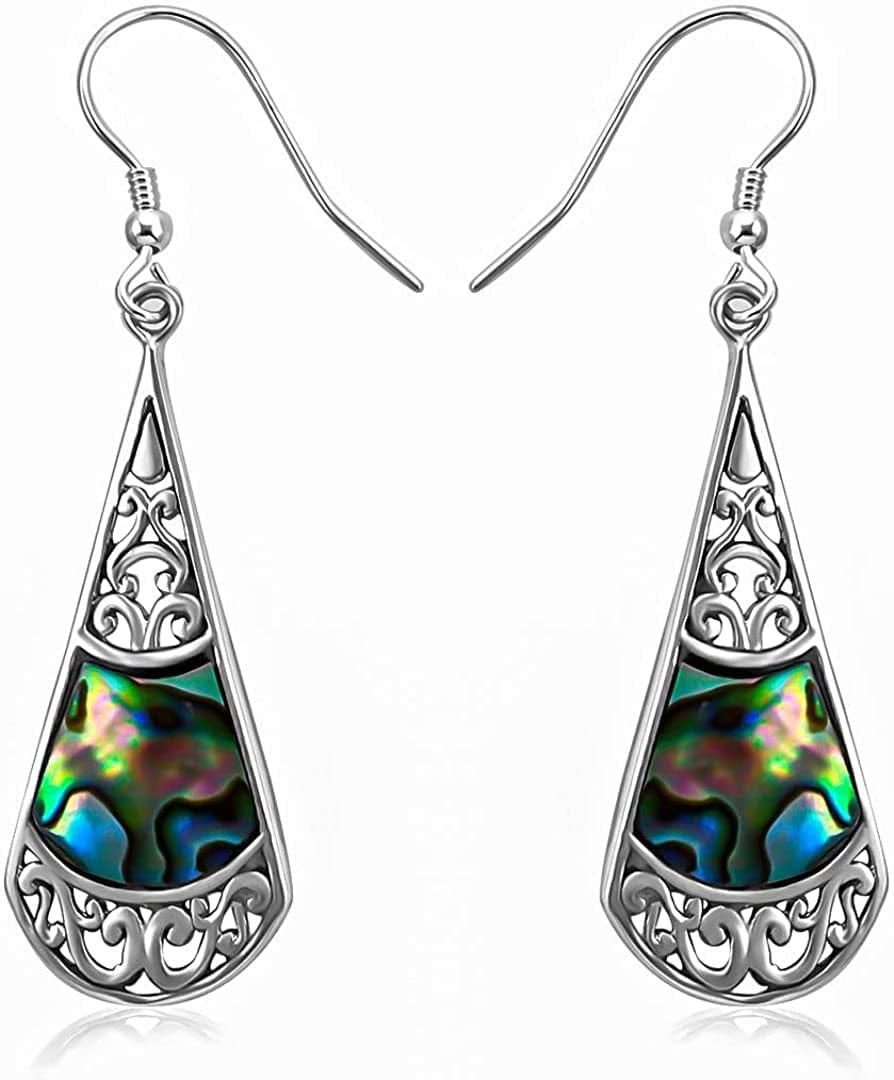 Shop LC Blue Abalone Shell Dangle Drop Earrings for Women 925 Sterling Silver Beach Multicolor