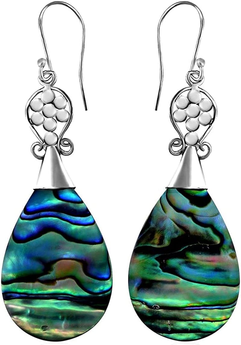 Shop LC Blue Abalone Shell Dangle Drop Earrings for Women 925 Sterling Silver Beach Green