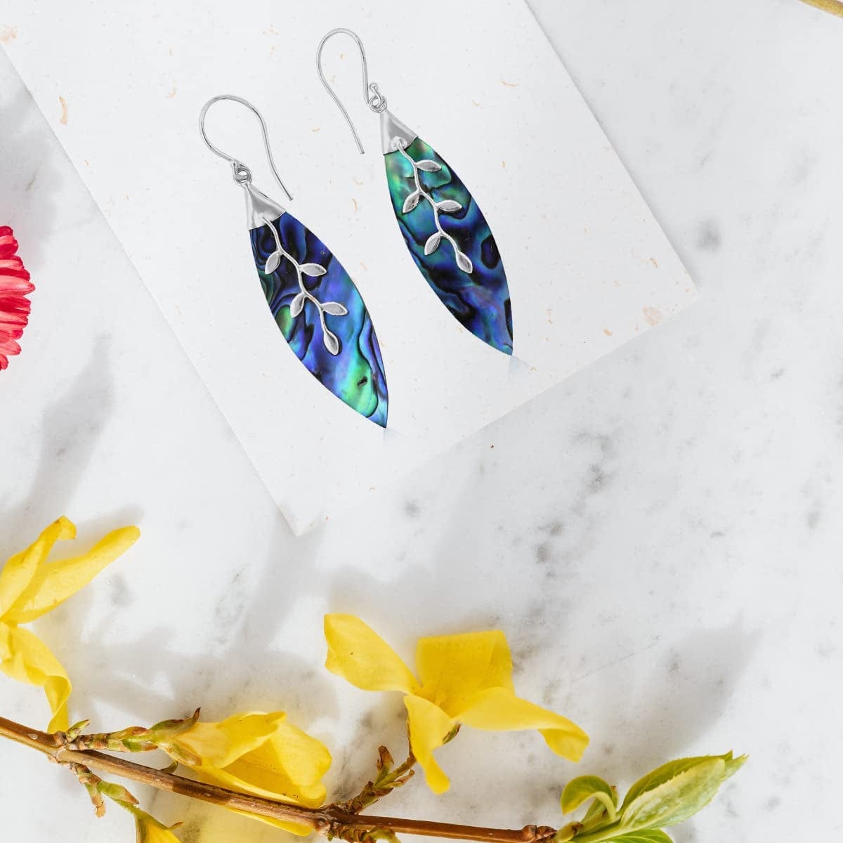 Shop LC Blue Abalone Shell Dangle Drop Earrings for Women 925 Sterling Silver Beach