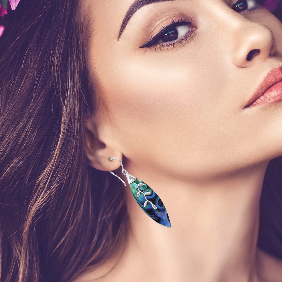 Shop LC Blue Abalone Shell Dangle Drop Earrings for Women 925 Sterling Silver Beach