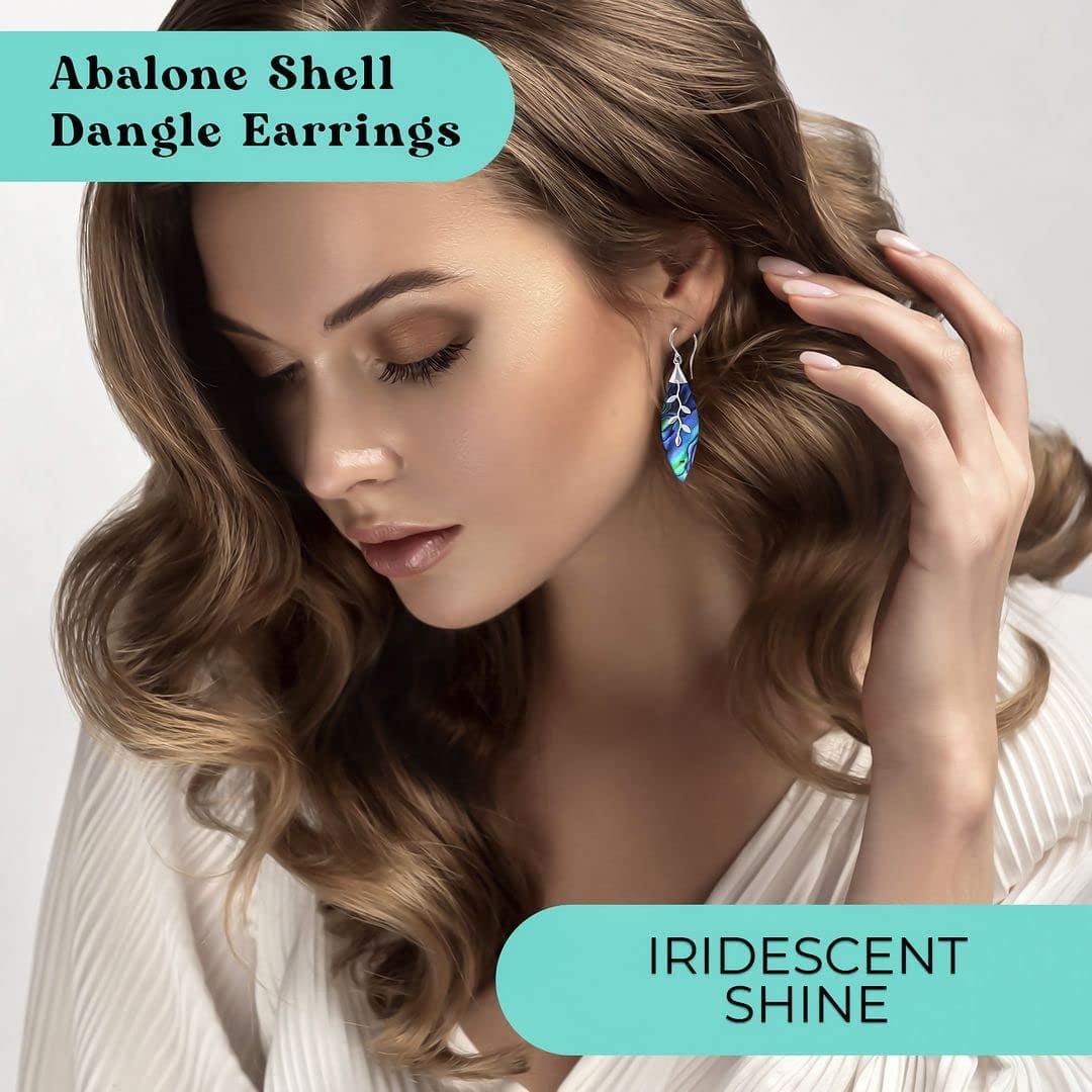 Shop LC Blue Abalone Shell Dangle Drop Earrings for Women 925 Sterling Silver Beach