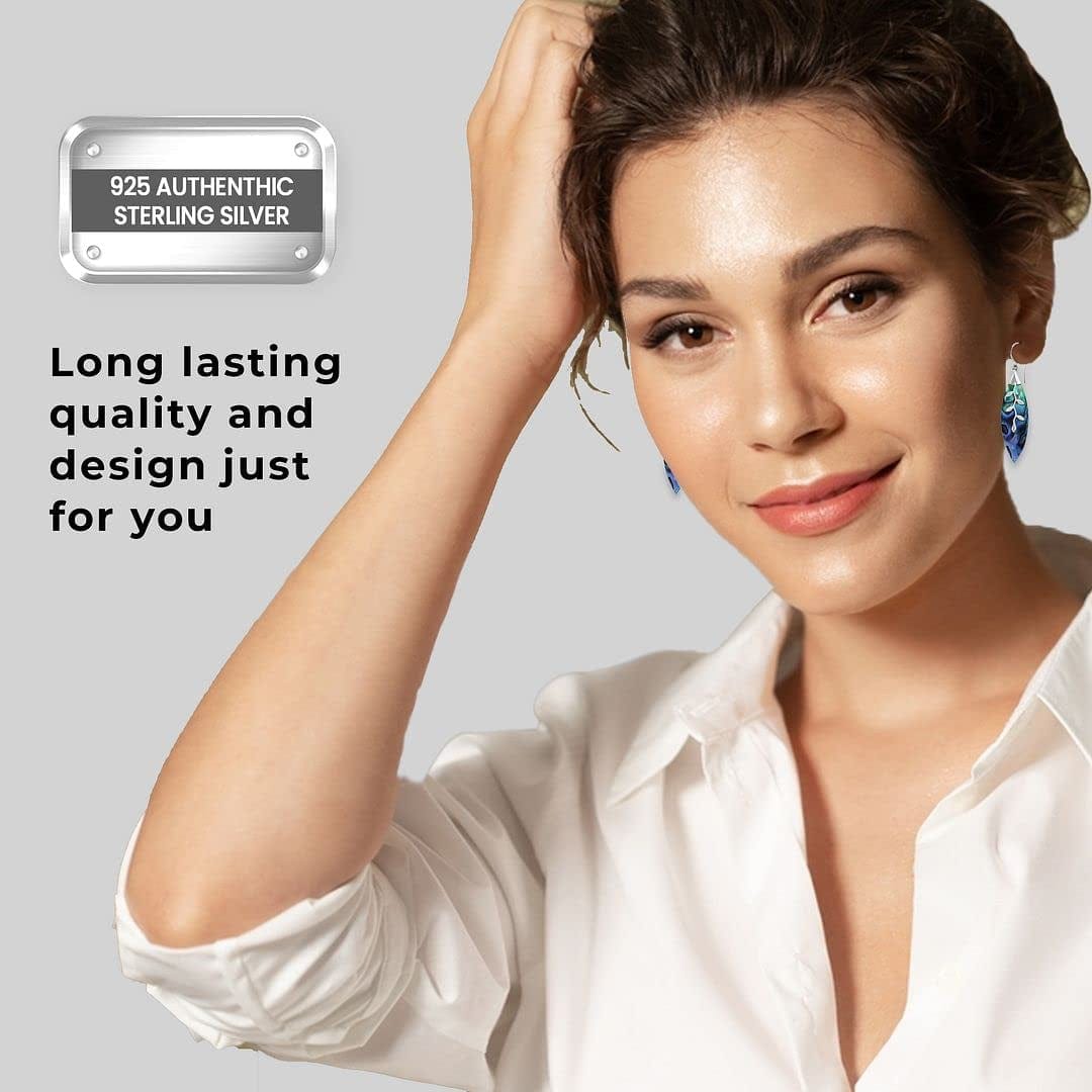 Shop LC Blue Abalone Shell Dangle Drop Earrings for Women 925 Sterling Silver Beach