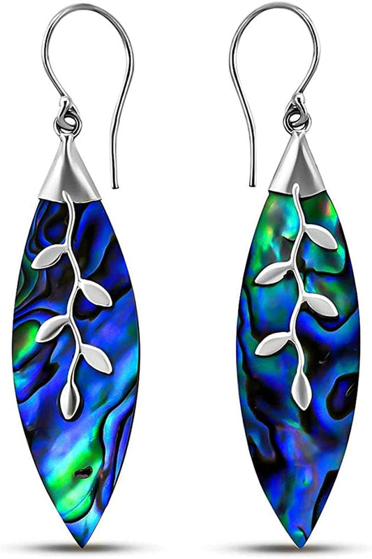 Shop LC Blue Abalone Shell Dangle Drop Earrings for Women 925 Sterling Silver Beach Multiple Colors