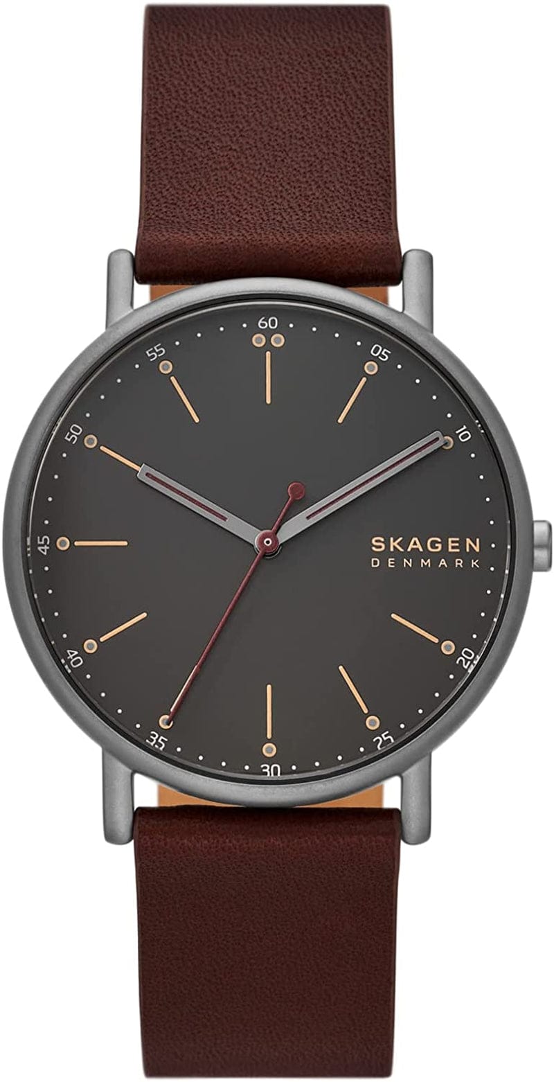 Signatur Three-Hand 40Mm Minimalist Watch Cherry Wood Leather