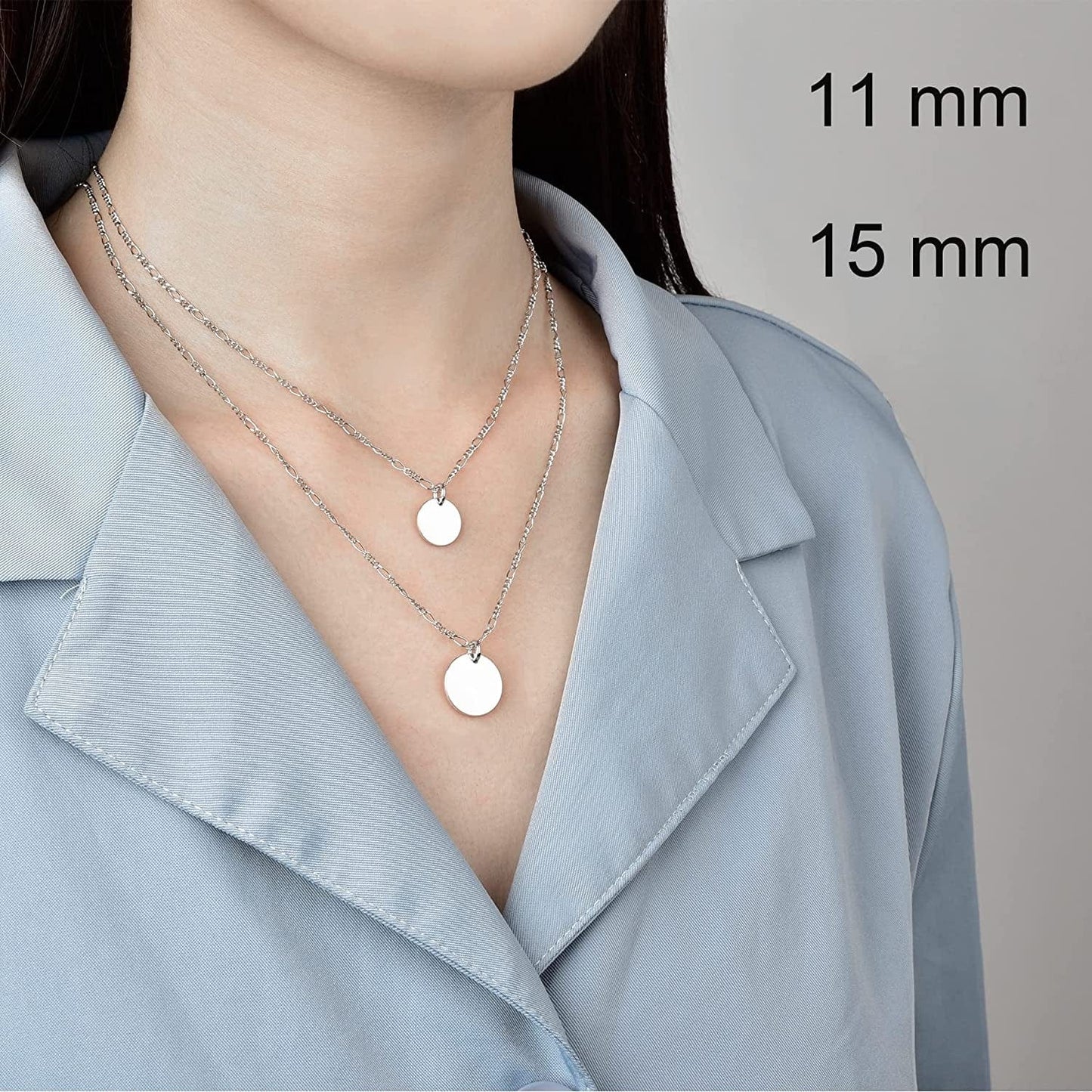 SILBERTALE 925 Sterling Silver round Engravable Pendant Coin Stamping Blanks Disc Tags Plate Pendant for Necklace