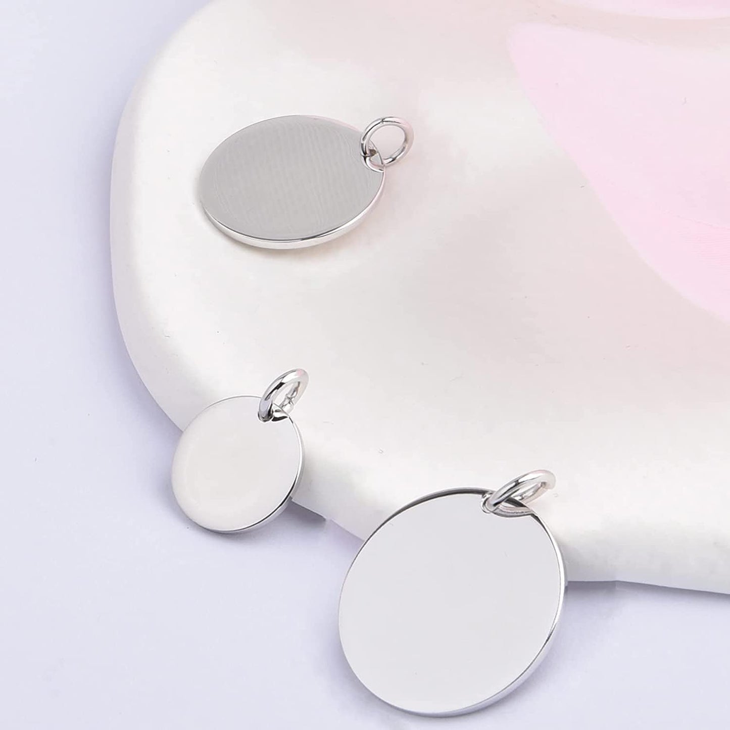SILBERTALE 925 Sterling Silver round Engravable Pendant Coin Stamping Blanks Disc Tags Plate Pendant for Necklace