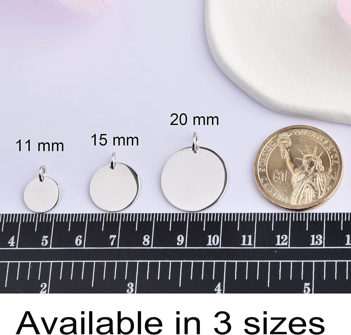 SILBERTALE 925 Sterling Silver round Engravable Pendant Coin Stamping Blanks Disc Tags Plate Pendant for Necklace