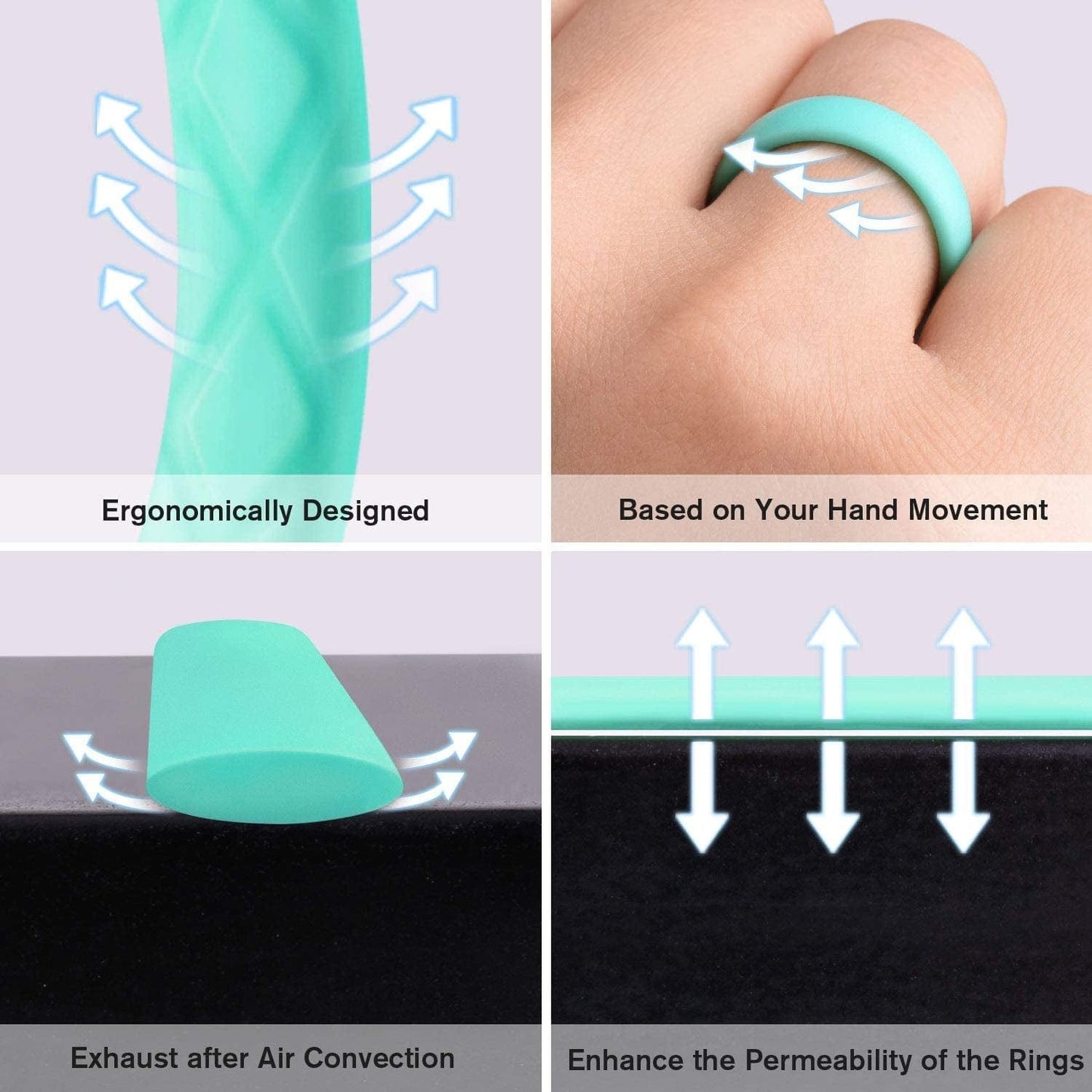 Silicone Wedding Bands Women, Inner Arc Ergonomic Breathable Design Silicone Rubber Wedding Bands Rubber Rings for Women