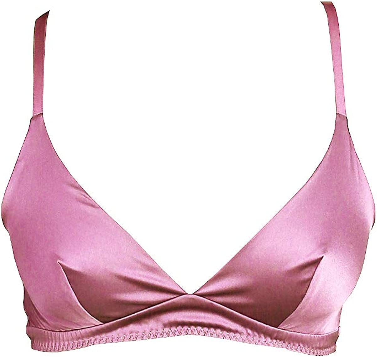 Silriver Women'S Silk Soft Cup Wireless Bra Bralette Top with Smooth Satin Light Purple / Large