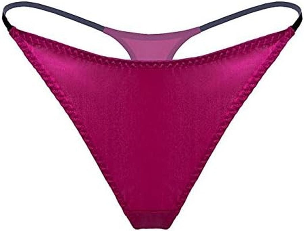 Silriver Womens Silk Satin Panties Thong Sexy G String Thongs T Back Satin Bikini Underwear S-XL